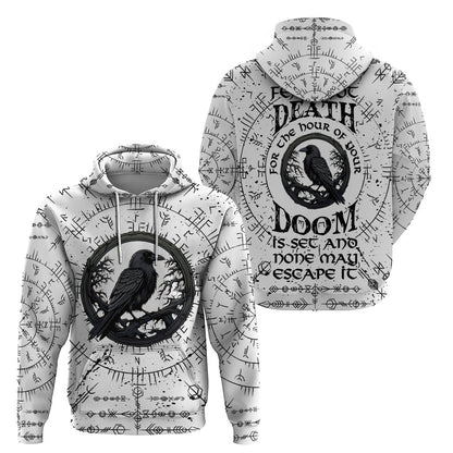 Viking Raven Fear Not Death For the Hour Of Your Doom Viking Hoodie