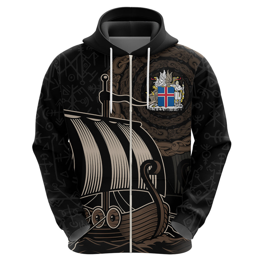 Viking Iceland Coat Of Arms Viking Norman Ship Crossing The Sea Viking Hoodie