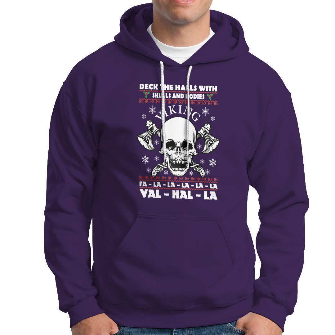 Christmas Viking Valhalla Deck The Halls With Skulls And Bodies Viking Hoodie Cotton