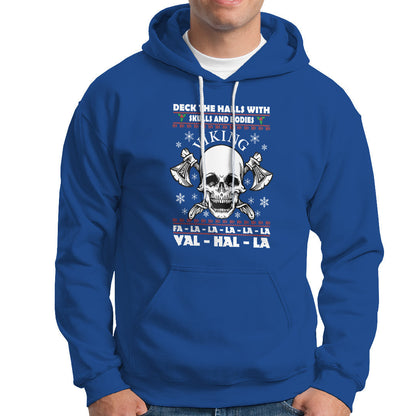 Christmas Viking Valhalla Deck The Halls With Skulls And Bodies Viking Hoodie Cotton