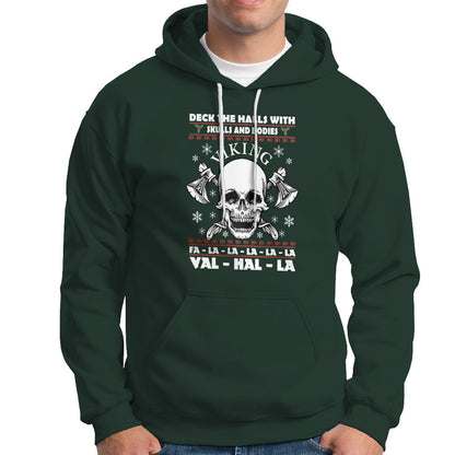 Christmas Viking Valhalla Deck The Halls With Skulls And Bodies Viking Hoodie Cotton
