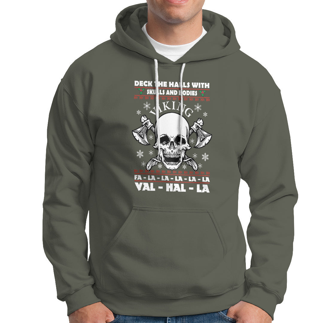 Christmas Viking Valhalla Deck The Halls With Skulls And Bodies Viking Hoodie Cotton