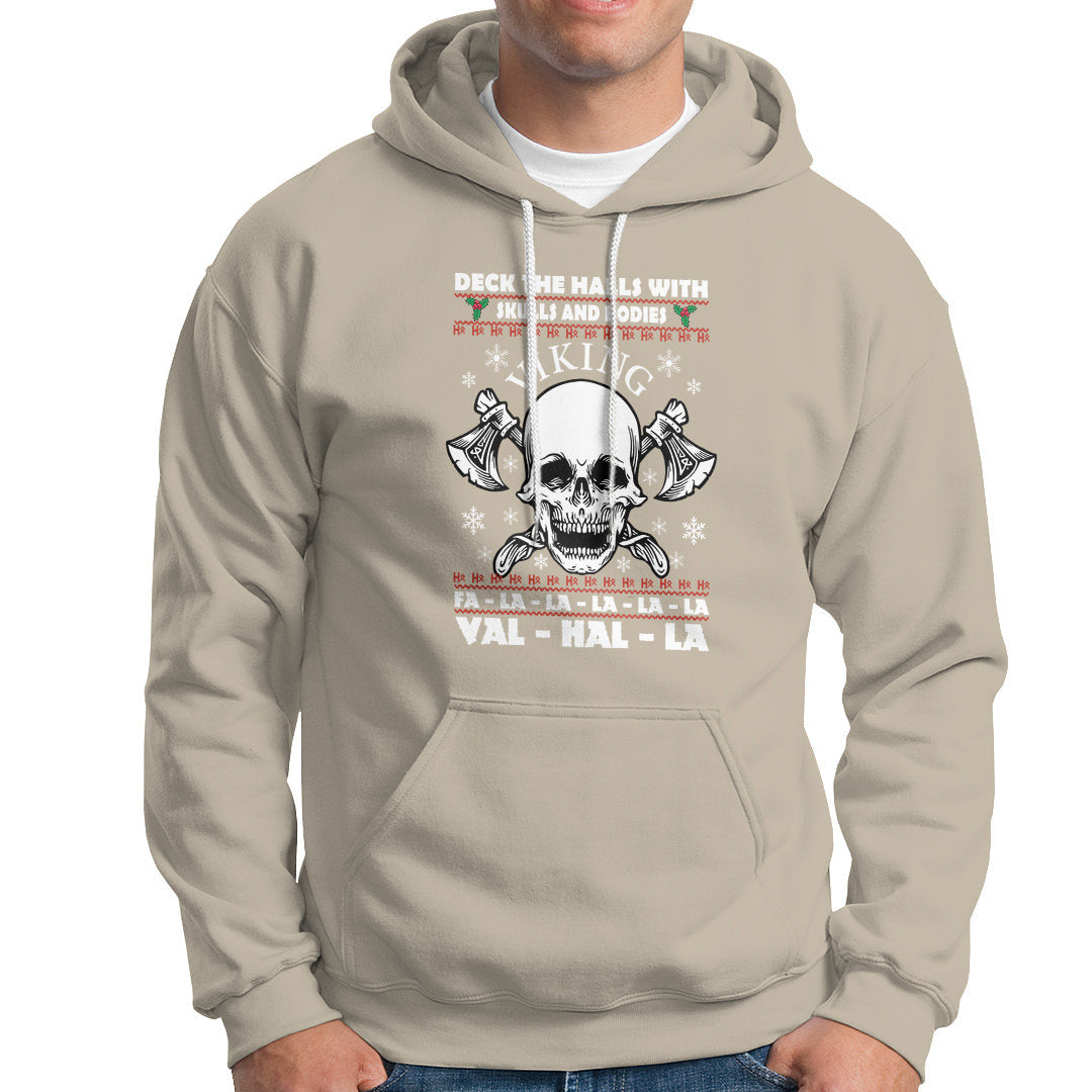 Christmas Viking Valhalla Deck The Halls With Skulls And Bodies Viking Hoodie Cotton