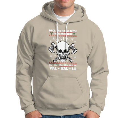 Christmas Viking Valhalla Deck The Halls With Skulls And Bodies Viking Hoodie Cotton