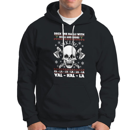 Christmas Viking Valhalla Deck The Halls With Skulls And Bodies Viking Hoodie Cotton