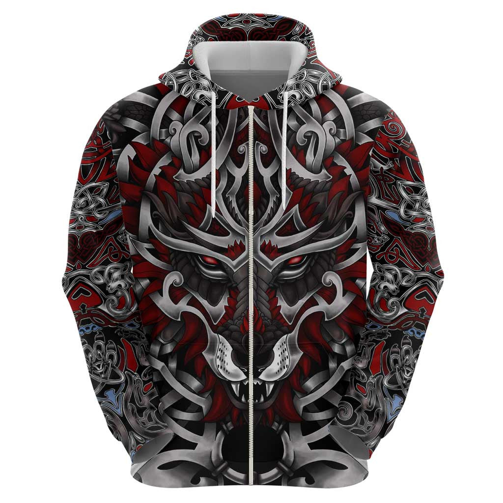 Celtic Wolf Fenrir Vikings Zipper Norse Mythology Viking Hoodie