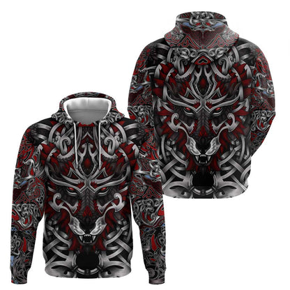 Celtic Wolf Fenrir Vikings Zipper Norse Mythology Viking Hoodie