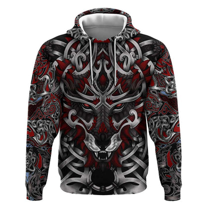 Celtic Wolf Fenrir Vikings Zipper Norse Mythology Viking Hoodie