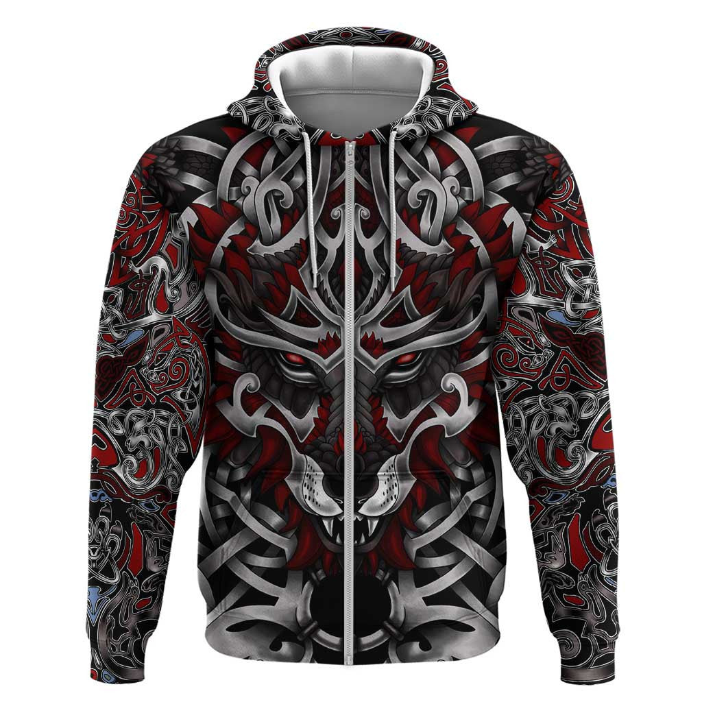 Celtic Wolf Fenrir Vikings Zipper Norse Mythology Viking Hoodie