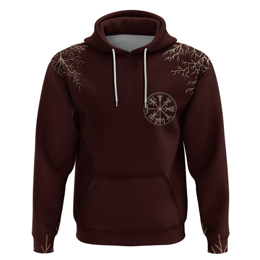 Yggdrasil Pattern And Ancient Rune Viking Hoodie