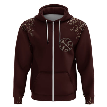 Yggdrasil Pattern And Ancient Rune Viking Hoodie