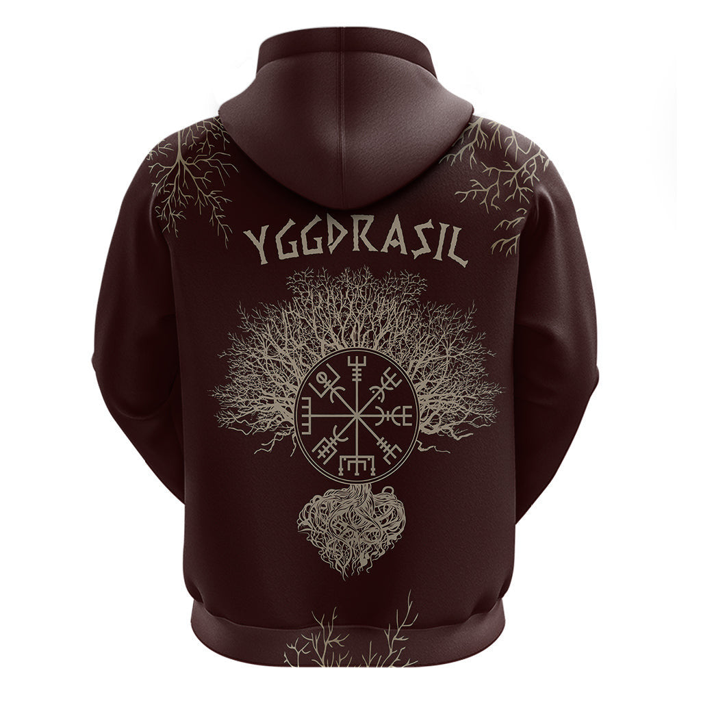 Yggdrasil Pattern And Ancient Rune Viking Hoodie