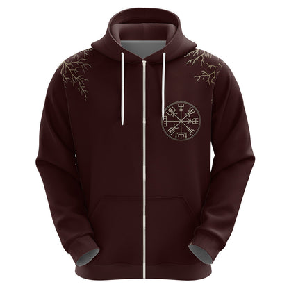 Yggdrasil Pattern And Ancient Rune Viking Hoodie
