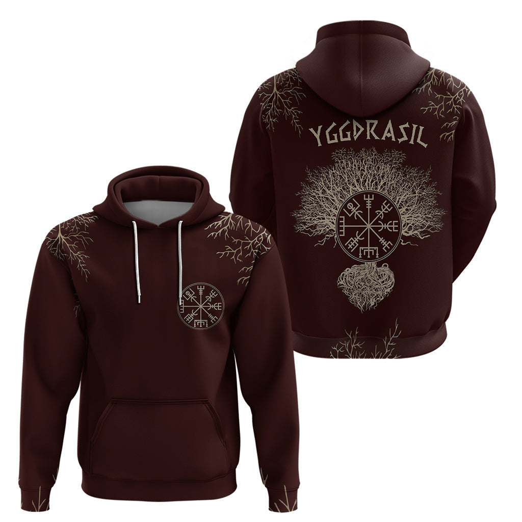 Yggdrasil Pattern And Ancient Rune Viking Hoodie