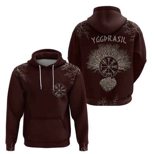 Yggdrasil Pattern And Ancient Rune Viking Hoodie