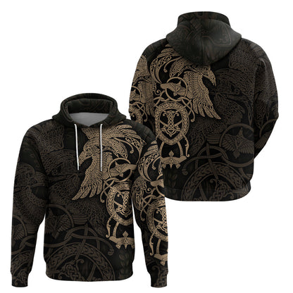 Viking Raven Wisdom in Flight Viking Hoodie