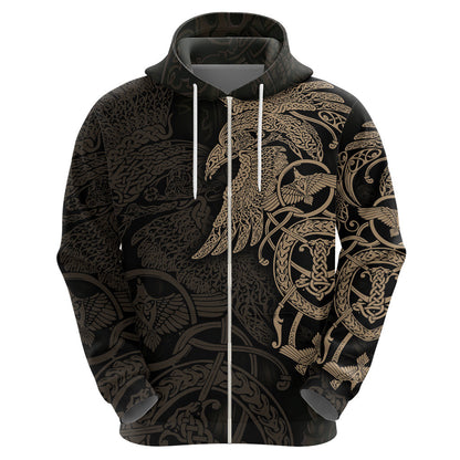 Viking Raven Wisdom in Flight Viking Hoodie