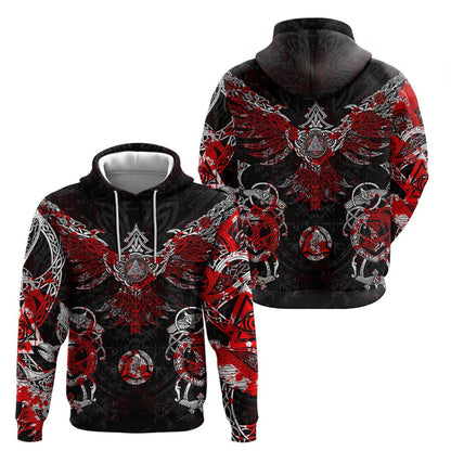 Raven And Norse Runes Viking Viking Hoodie