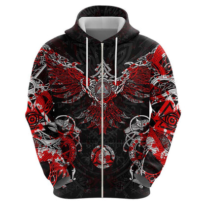 Raven And Norse Runes Viking Viking Hoodie