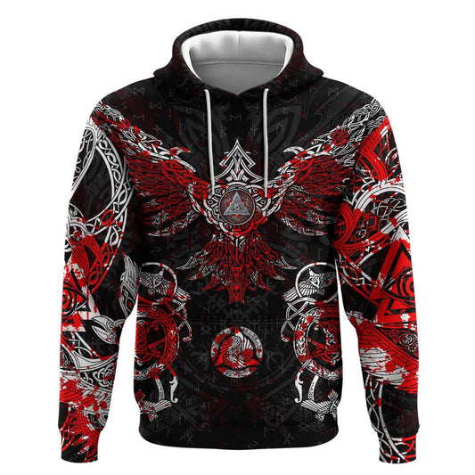 Raven And Norse Runes Viking Viking Hoodie