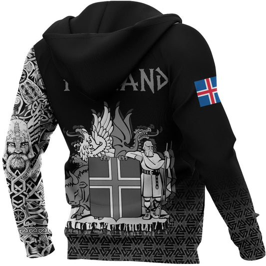 Viking Style Hoodie - Iceland Coat Of Arms A39 VKNGB