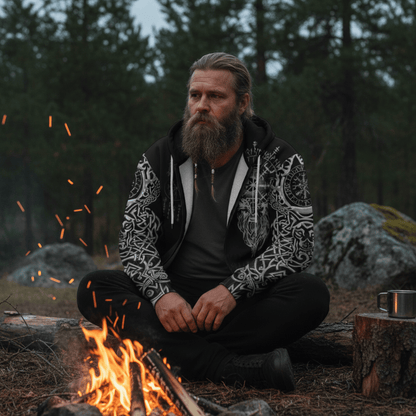 Viking Style Zip Hoodie - Viking Compass Vegvisir Tattoo New Hoodie A39 VKNGB