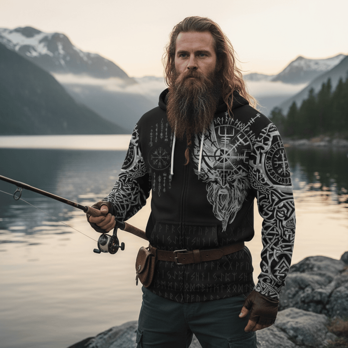 Viking Style Zip Hoodie - Viking Compass Vegvisir Tattoo New Hoodie A39 VKNGB