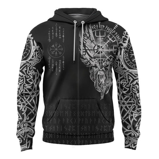 Viking Style Zip Hoodie - Viking Compass Vegvisir Tattoo New Hoodie A39 VKNGB