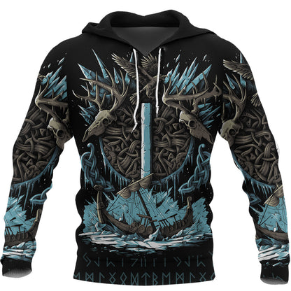 Viking Style Hoodie - Isaz Rune A39 VKNGB