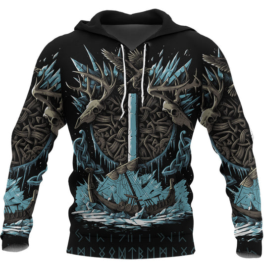 Viking Style Hoodie - Isaz Rune A39 VKNGB