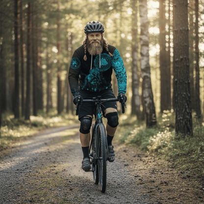 Viking Style Zip Hoodie - Sleipnir Odin Cyan A31 VKNGB