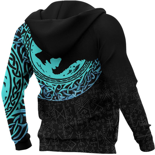 Viking Style  Hoodie - Fenrir Norse Wolf A39 VKNGB