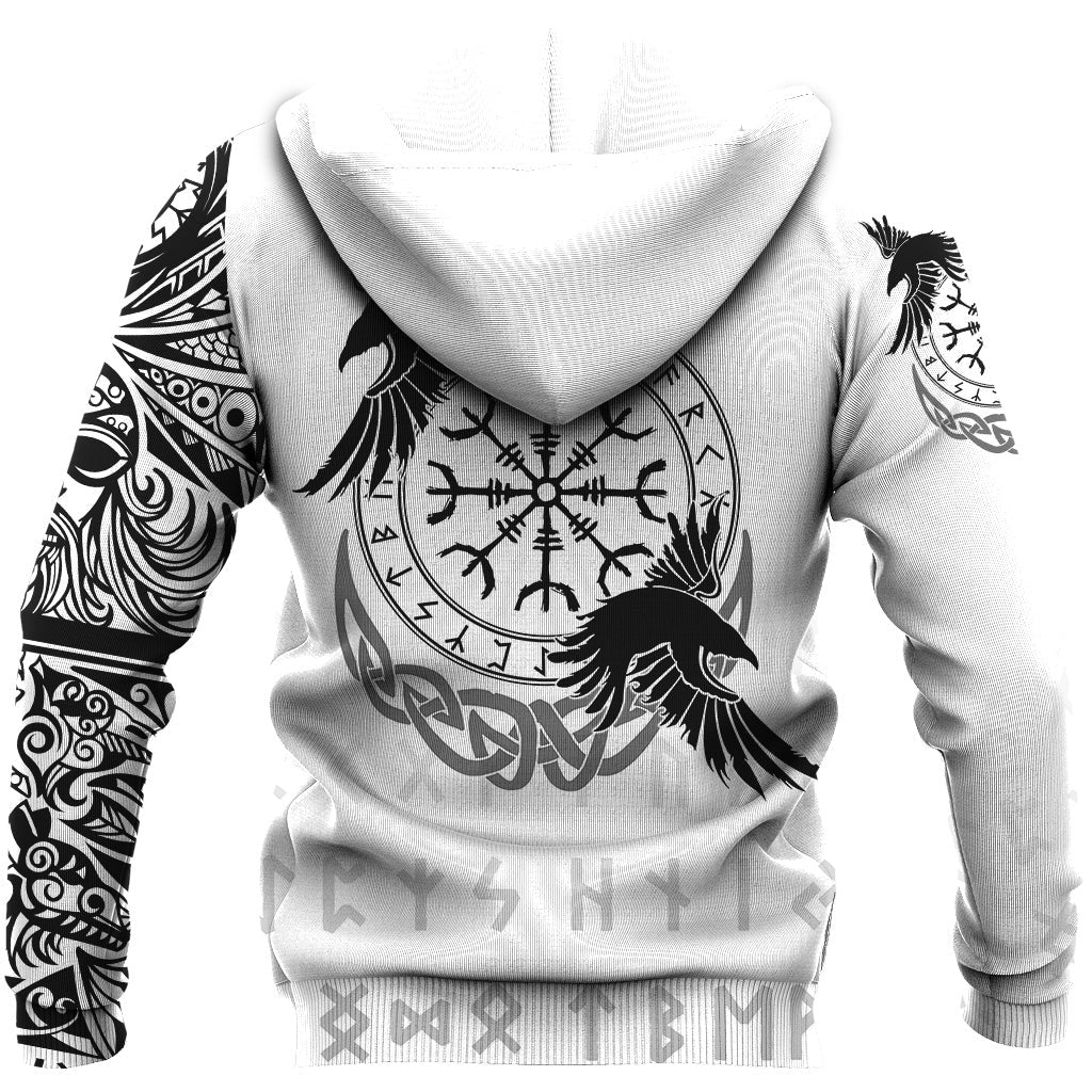Viking Style Hoodie - Ouroboros Raven and Valknut Tattoo A39 VKNGB