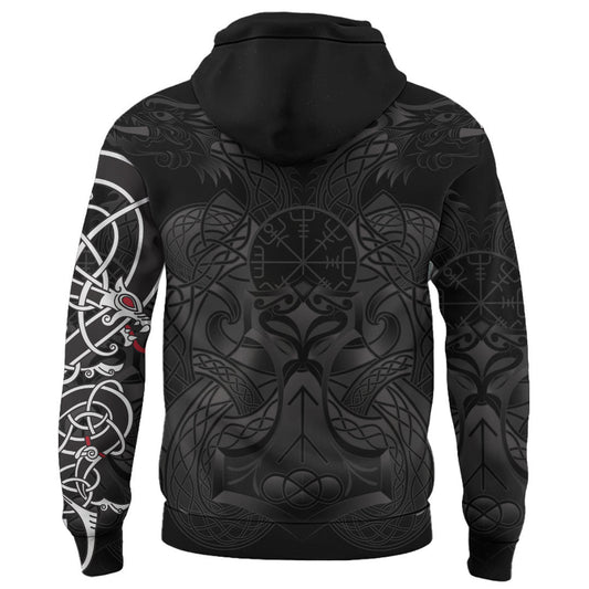 Custom Viking Style Zip Hoodie - Dragon Tattoo A39 VKNGB
