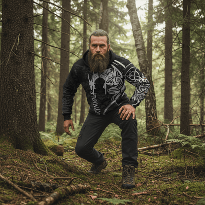 Custom Viking Style Zip Hoodie - Dragon Tattoo A39 VKNGB