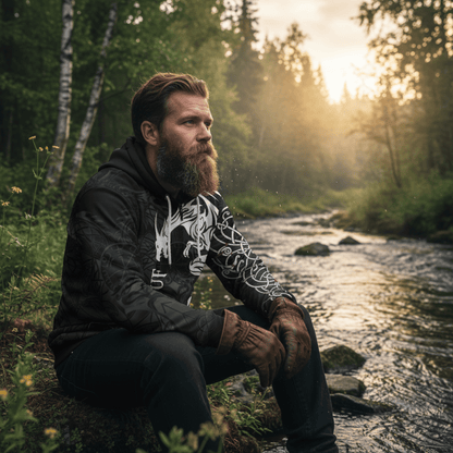 Custom Viking Style Zip Hoodie - Dragon Tattoo A39 VKNGB