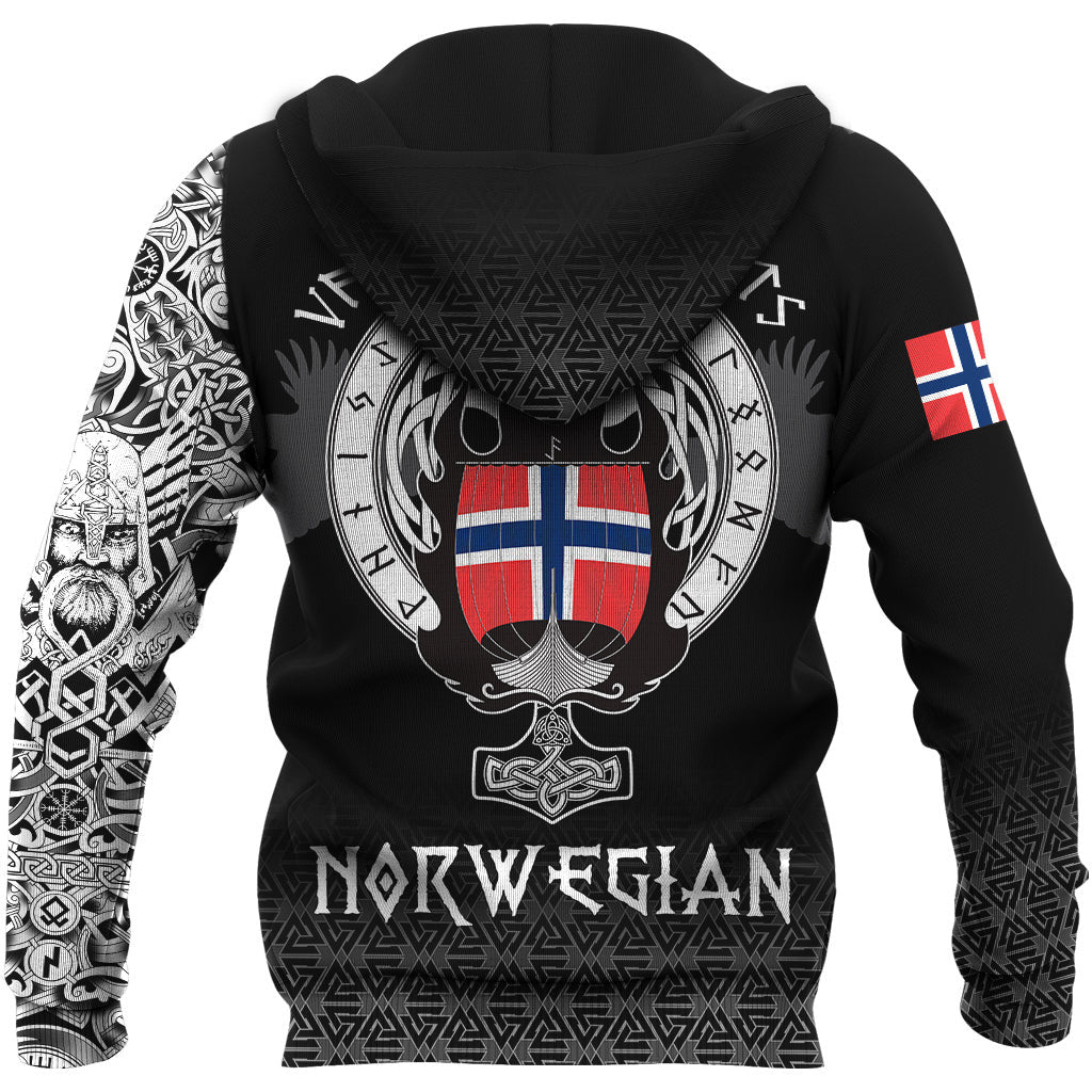 Viking Style Zip Hoodie - Norwegian Drakkar A39 VKNGB