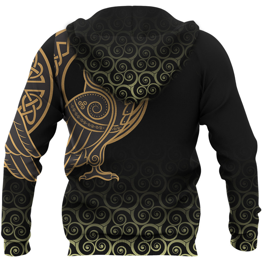 Viking Style Hoodie Owl Celtic On Triskele Background A39 VKNGB