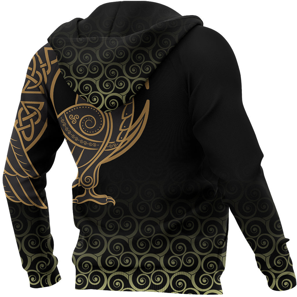 Viking Style Hoodie Owl Celtic On Triskele Background A39 VKNGB