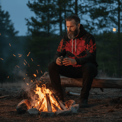Viking Style Pullover Hoodie - Viking Skull Punisher Blood and Vegvisir A39 VKNGB
