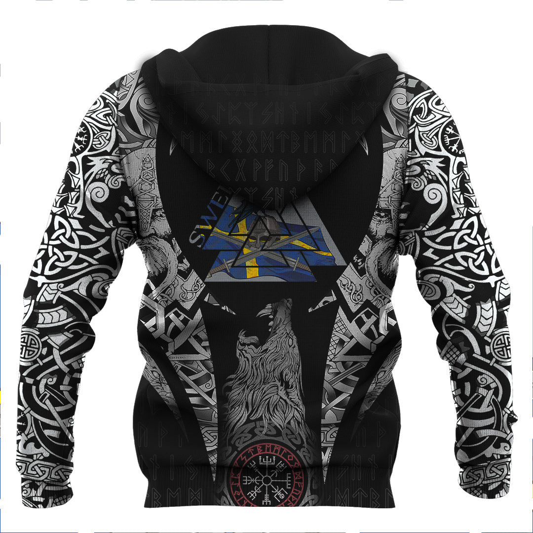 Viking Style Hoodie - Sweden Valknut Viking Hoodie A39 VKNGB