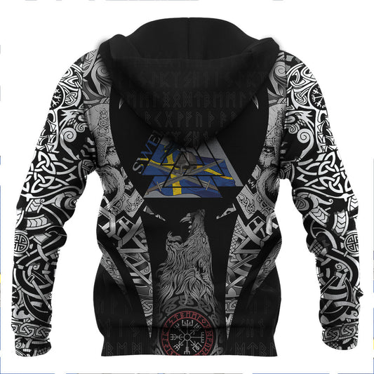 Viking Style Hoodie - Sweden Valknut Viking Hoodie A39 VKNGB