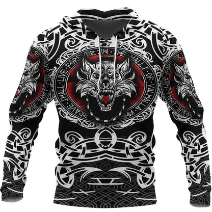 Viking Style Hoodie , Fenrir Wolf A31 VKNGB