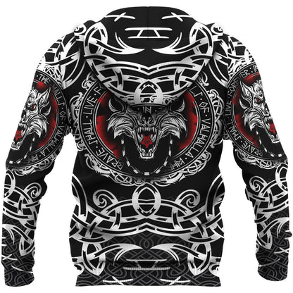 Viking Style Hoodie , Fenrir Wolf A31 VKNGB