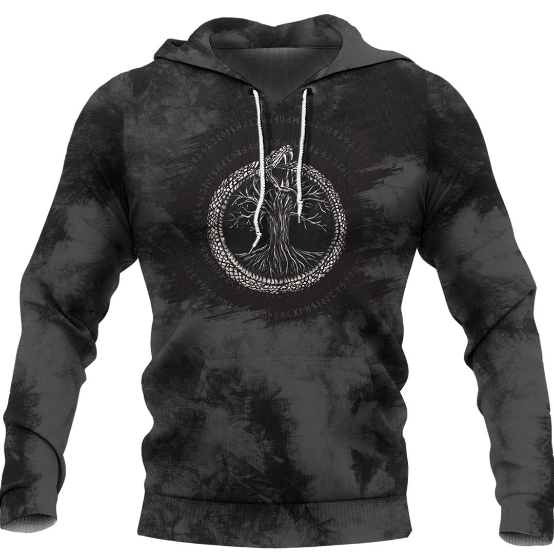 Viking Style Hoodie -Ouroboros with Tree of Life Hoodie A39 VKNGB