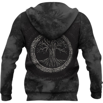 Viking Style Hoodie -Ouroboros with Tree of Life Hoodie A39 VKNGB