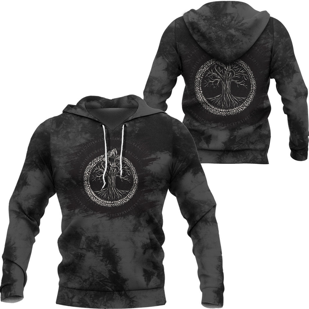Viking Style Hoodie -Ouroboros with Tree of Life Hoodie A39 VKNGB