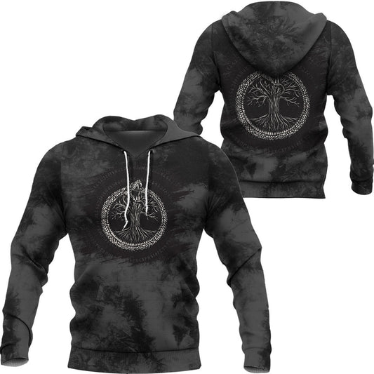Viking Style Hoodie -Ouroboros with Tree of Life Hoodie A39 VKNGB