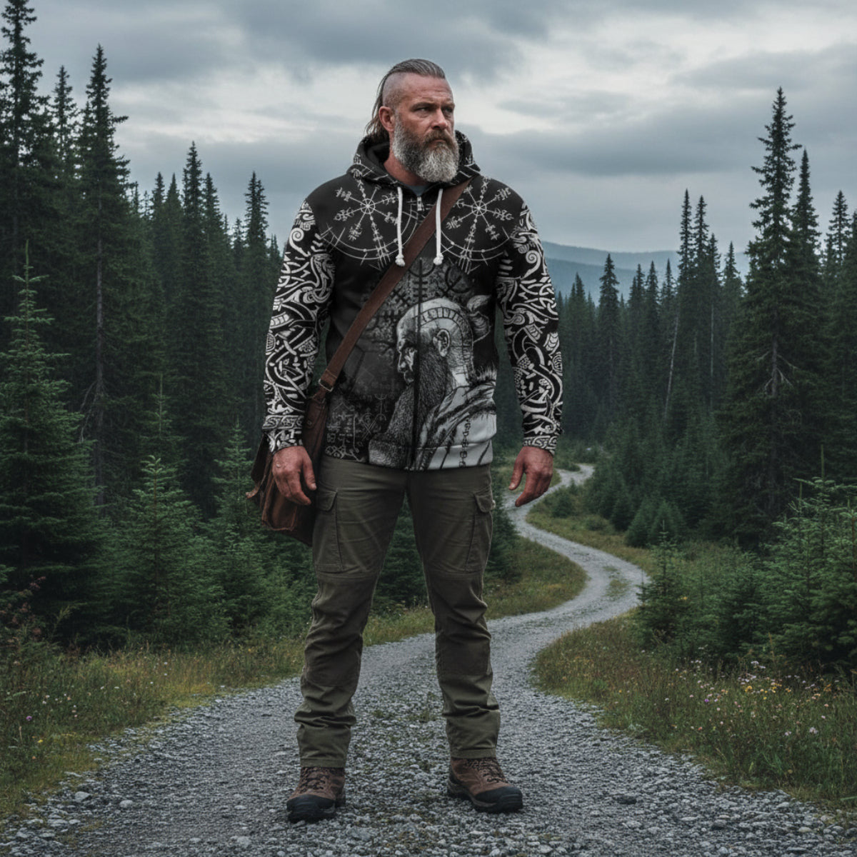 Viking Style Zip Hoodie - Floki A39 VKNGB