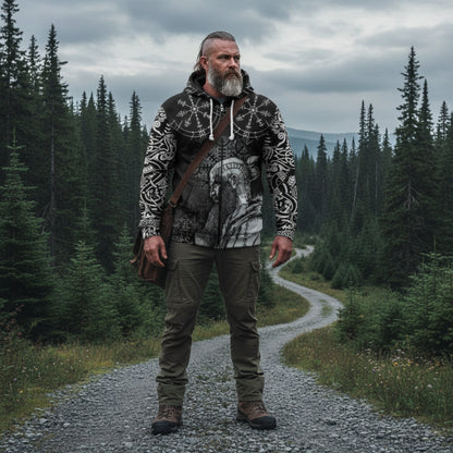 Viking Style Zip Hoodie - Floki A39 VKNGB